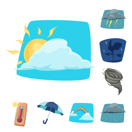 Isolated object of weather and climate logo. Set of weather and cloud stock symbol for web.のイラスト素材