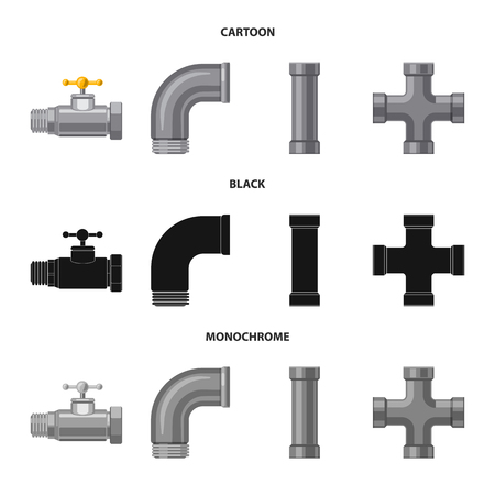 Isolated object of pipe and tube symbol. Collection of pipe and pipeline stock vector illustration.のイラスト素材