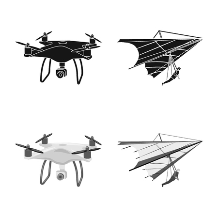 Vector illustration of plane and transport logo. Set of plane and sky stock symbol for web.のイラスト素材