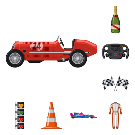 Vector design of car and rally symbol. Set of car and race vector icon for stock.のイラスト素材