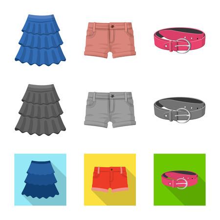 Vector design of woman and clothing symbol. Set of woman and wear stock vector illustration.のイラスト素材