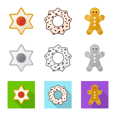 Vector design of biscuit and bake sign. Collection of biscuit and chocolate vector icon for stock.のイラスト素材