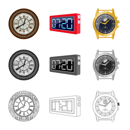 Isolated object of clock and time icon. Collection of clock and circle vector icon for stock.のイラスト素材