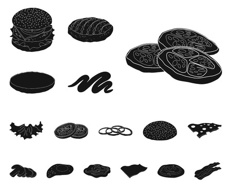 Vector design of burger and sandwich symbol. Collection of burger and slice vector icon for stock.のイラスト素材