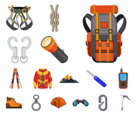 Isolated object of mountaineering and peak sign. Collection of mountaineering and camp vector icon for stock.のイラスト素材