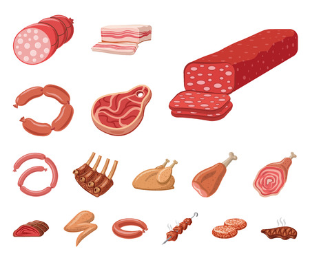 Isolated object of meat and ham symbol. Set of meat and cooking vector icon for stock.のイラスト素材