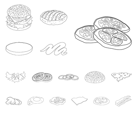 Vector design of burger and sandwich logo. Set of burger and slice stock vector illustration.のイラスト素材