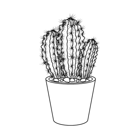 Vector design of cactus and pot symbol. Set of cactus and cacti vector icon for stock.のイラスト素材