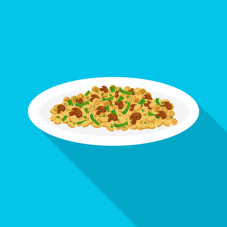 Isolated object of pasta and carbohydrate sign. Set of pasta and macaroni vector icon for stock.のイラスト素材