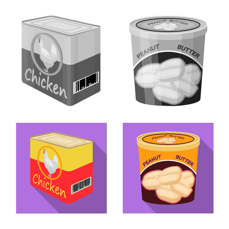Isolated object of can and food symbol. Collection of can and package stock symbol for web.のイラスト素材