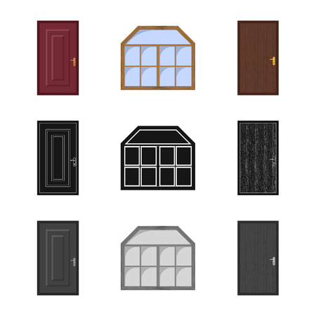 Vector design of door and front symbol. Collection of door and wooden stock symbol for web.のイラスト素材