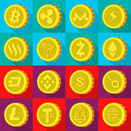 Vector design of cryptocurrency and coin. Collection of cryptocurrency and crypto stock symbol for web.のイラスト素材