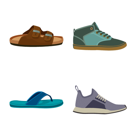 Vector design of shoe and footwear icon. Collection of shoe and foot stock symbol for web.のイラスト素材