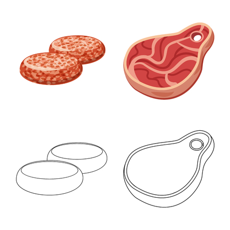 Isolated object of meat and ham icon. Collection of meat and cooking vector icon for stock.のイラスト素材