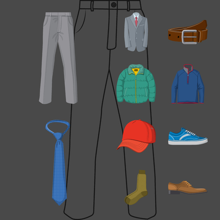 Vector design of man and clothing logo. Collection of man and wear stock symbol for web.のイラスト素材