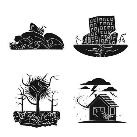 Isolated object of natural and disaster icon. Collection of natural and risk vector icon for stock.のイラスト素材