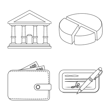 Isolated object of bank and money icon. Collection of bank and bill stock vector illustration.のイラスト素材