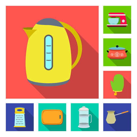 Isolated object of kitchen and cook sign. Set of kitchen and appliance stock symbol for web.のイラスト素材