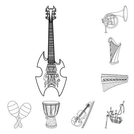 Isolated object of music and tune logo. Set of music and tool stock vector illustration.のイラスト素材