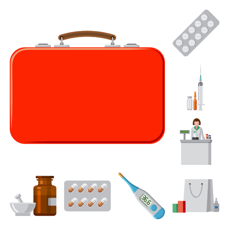 Vector illustration of pharmacy and hospital logo. Set of pharmacy and business stock vector illustration.のイラスト素材