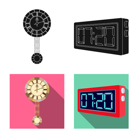 Isolated object of clock and time logo. Set of clock and circle stock vector illustration.のイラスト素材