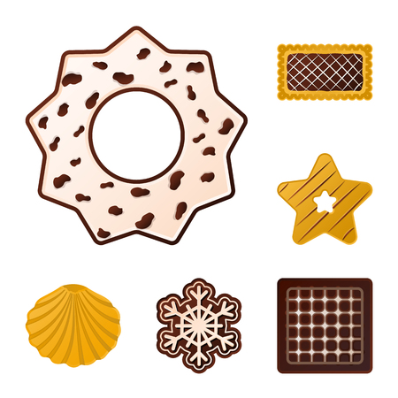 Vector design of biscuit and bake icon. Collection of biscuit and chocolate stock vector illustration.のイラスト素材
