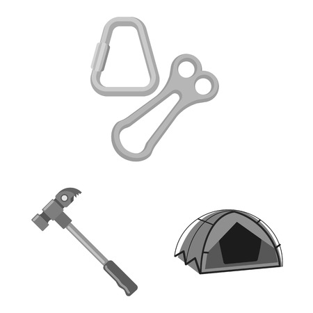 Vector design of mountaineering and peak symbol. Set of mountaineering and camp stock vector illustration.のイラスト素材
