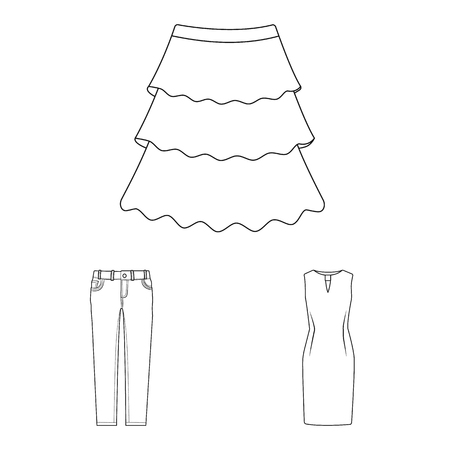 Vector illustration of woman and clothing sign. Set of woman and wear stock symbol for web.のイラスト素材