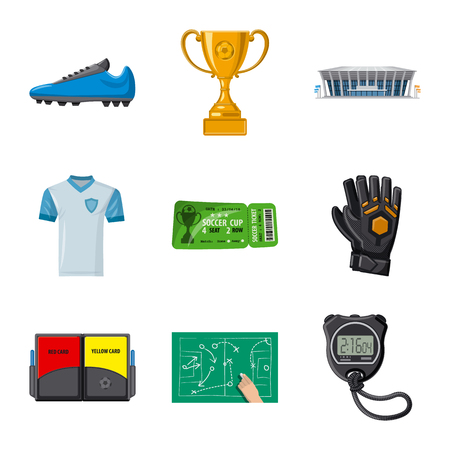 Vector design of soccer and gear icon. Collection of soccer and tournament stock symbol for web.のイラスト素材