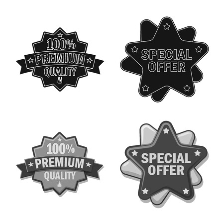 Vector design of emblem and badge symbol. Collection of emblem and sticker stock vector illustration.のイラスト素材