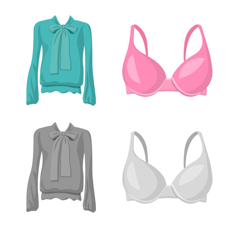 Vector design of woman and clothing sign. Set of woman and wear stock symbol for web.のイラスト素材