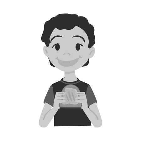 Vector illustration of boy and sandwich icon. Collection of boy and butter vector icon for stock.のイラスト素材