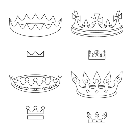 Isolated object of queen and heraldic logo. Set of queen and vip vector icon for stock.のイラスト素材