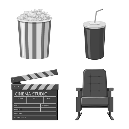 Vector design of cinematography and studio icon. Set of cinematography and filming stock vector illustration.のイラスト素材