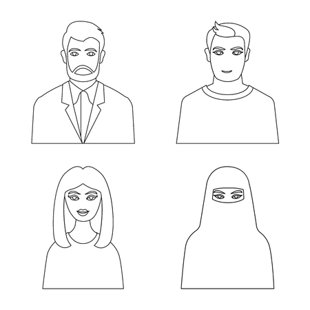 Vector illustration of character  and avatar sign. Set of character  and person stock vector illustration.のイラスト素材