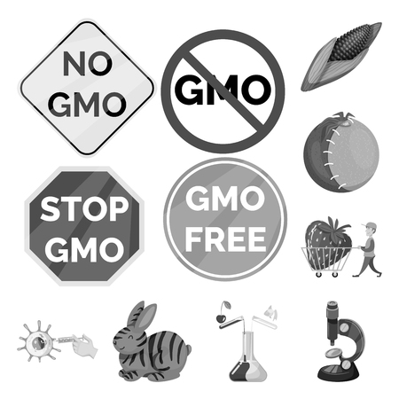 Vector design of transgenic and organic sign. Collection of transgenic and synthetic stock symbol for web.のイラスト素材
