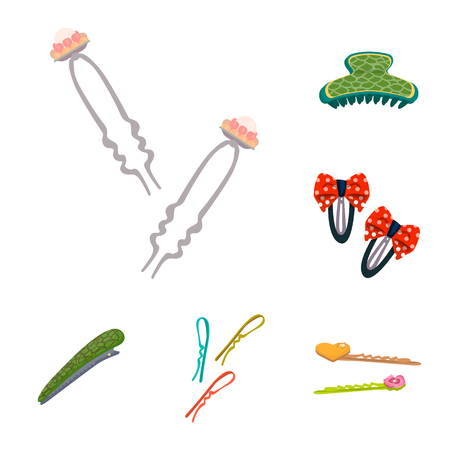 Vector illustration of barrette and hair icon. Collection of barrette and accessories stock symbol for web.のイラスト素材