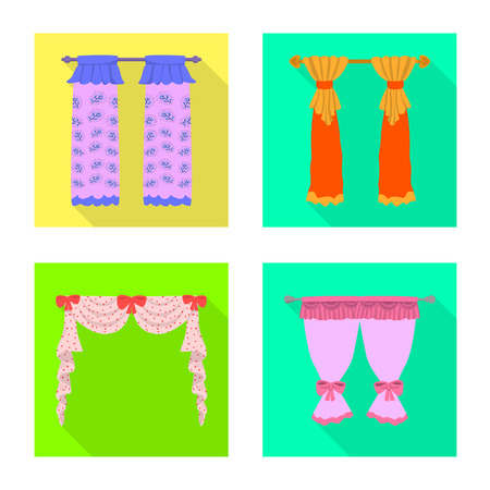 Vector illustration of curtains and drapes sign. Collection of curtains and blinds stock vector illustration.のイラスト素材