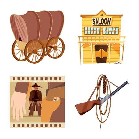 Vector design of wild and west icon. Collection of wild and american vector icon for stock.のイラスト素材
