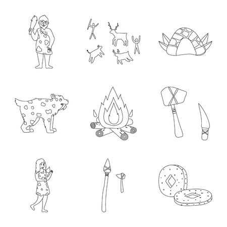 Vector design of ancient and primitive symbol. Set of ancient and era stock vector illustration.のイラスト素材