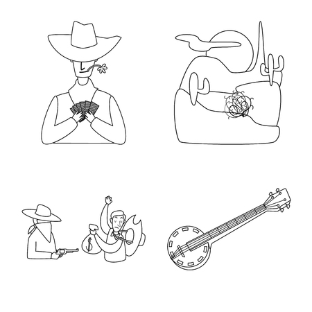 Vector design of western and american logo. Set of western and farm stock symbol for web.のイラスト素材