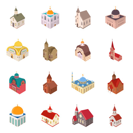 Isolated object of architecture and building symbol. Collection of architecture and clergy vector icon for stock.のイラスト素材