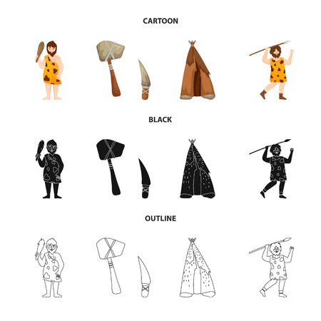 Vector illustration of evolution and neolithic logo. Collection of evolution and primeval stock symbol for web.のイラスト素材