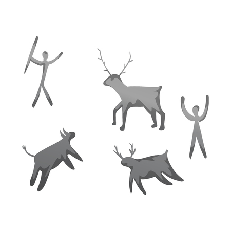 Isolated object of prehistoric and painting symbol. Set of prehistoric and bird stock symbol for web.のイラスト素材