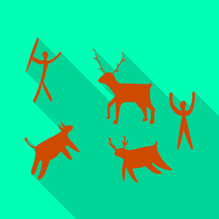 Vector illustration of prehistoric and painting logo. Collection of prehistoric and bird stock vector illustration.のイラスト素材