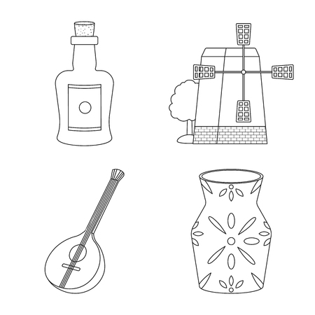 Vector design of tourism and landmark logo. Collection of tourism and european vector icon for stock.のイラスト素材