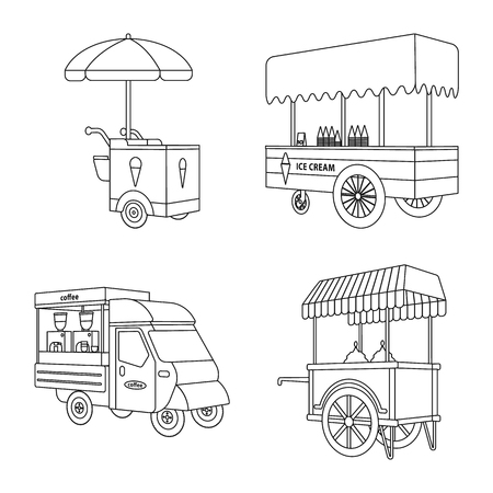 Vector design of market and small sign. Set of market and food stock vector illustration.のイラスト素材