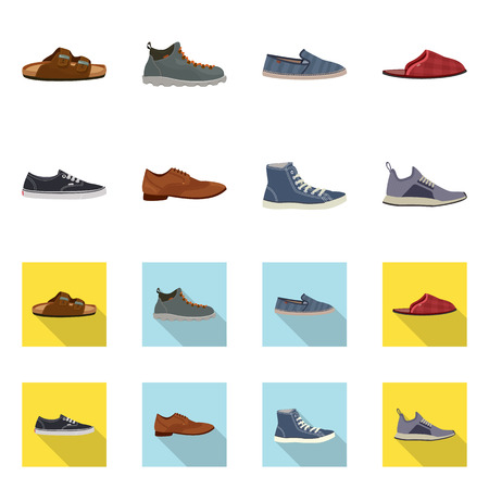 Vector illustration of shoe and footwear symbol. Collection of shoe and foot vector icon for stock.のイラスト素材