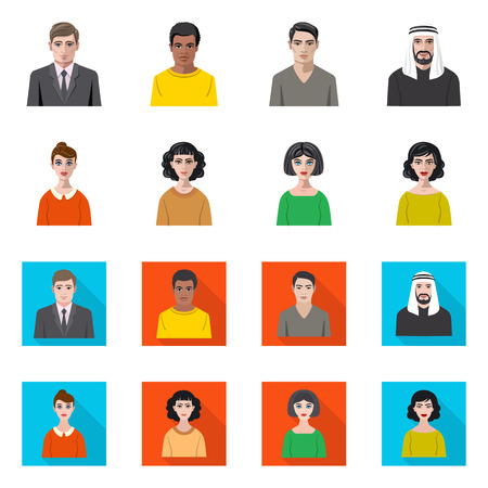 Isolated object of hairstyle and profession  logo. Set of hairstyle and character  vector icon for stock.のイラスト素材
