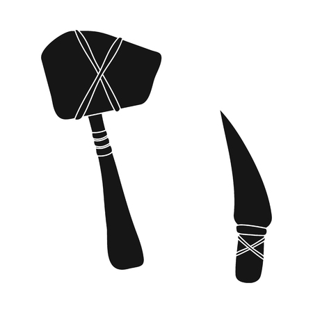 Vector design of prehistoric and weapon sign. Collection of prehistoric and flint stock vector illustration.のイラスト素材